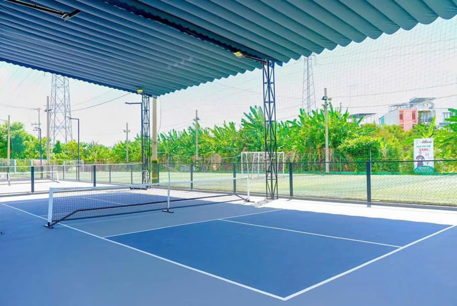 Thi công Làm Mái che xếp di động sân pickleball Vinh Nghệ An
